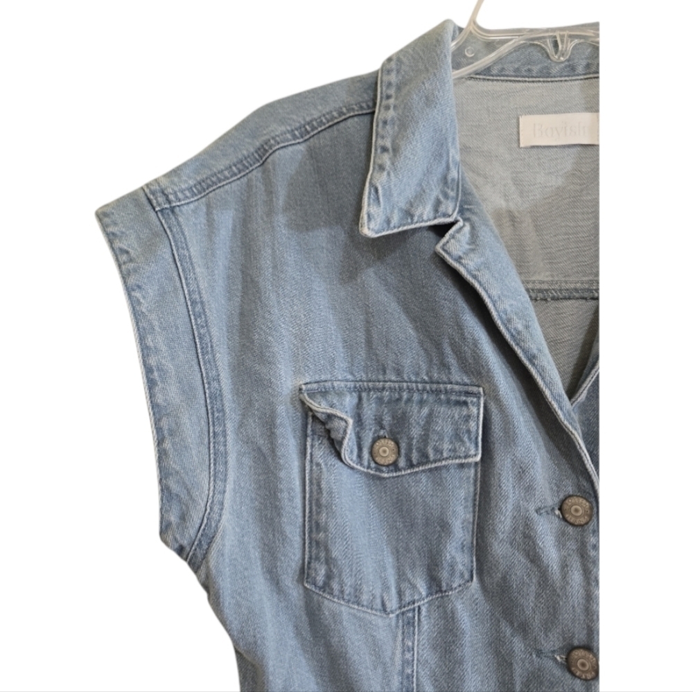 Boyish The Joe Denim Dress General Medium No Belt Cotton Flap Pockets Light Wash - Picture 3 of 9